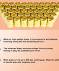 Brass Hose Ferrules 0.560 Inch ID 1 Inch Length 50 Pack Built Tough For Air Torch And Acetylene Hoses With Leak Proof Seal And Tight Fit Designed For Dependable Air Hose Connections On Welding Torches. Brass hose ferrules, 50 pack, shown stacked