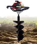 Gas Powered Post Hole Digger 62cc 2 Stroke Earth Auger With 12 Inch Bit Set for Farm and Garden Fence Posts in a field
