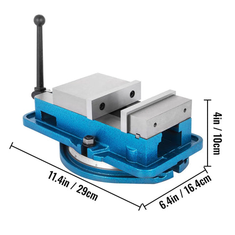 Beefy 3 Inch Milling Vise For Bench Clamp, High Precision CNC Vise With 360 Degree Swivel Base, Heavy Duty Jaw, solid iron, dimensions shown