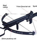 Beefy 100Lb Repeating Compound Crossbow With Steel Balls And Bolts, visible 30-ball magazine, dual rails, synthetic foam grip.