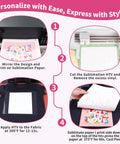 Steps to use Matte White Sublimation HTV for Dark and Light Cotton Fabrics with sublimation paper and printers, 12x10 ft size.