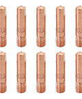 10 Pack MIG Welding Tips M6 Nozzles Copper, Heavy-Duty High Temp Resistant Set For 0.6mm To 1.2mm Wire shown in close-up.