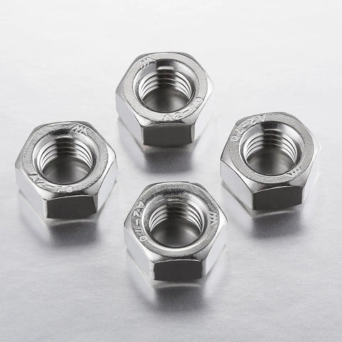 Beefy 1/4-20 Stainless Steel Hex Nuts Set, 50 Pieces, Coarse UNC Threads, 7/16 Inch Hex Drive, 0.5 Inch Nut Width, 0.22 Inch Height