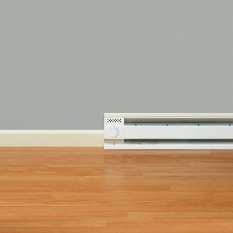 Single Pole Built In Thermostat Kit For Electric Baseboard Heaters F Series Compatible 22 Amp 240 Volt 208 Volt 120 Volt White shown installed