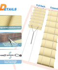 Diagram showing 3 By 16 Foot Retractable Pergola Shade Cover With Wave Shade Sail UV Protective 220GSM Poly Fabric details