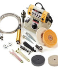 350W Adjustable Speed Bench Grinder And Polishing Machine 220V includes tools for precision workpiece finishing and cleaning.