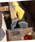 Hammer and anvil with Two Piece Knife Bolsters And Finger Guard Kit for DIY Knife Making and Safe Handle Construction visible