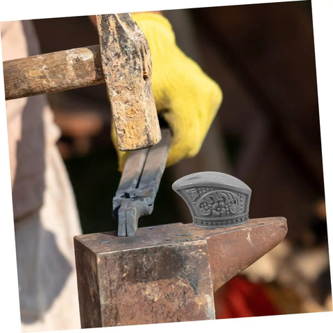 Hammer and anvil with Two Piece Knife Bolsters And Finger Guard Kit for DIY Knife Making and Safe Handle Construction visible