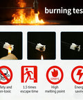 Effortless Push In Terminal Connectors Set 2 Pin Spring Loaded Wires 18 To 28 AWG in burning test showing safety icons.