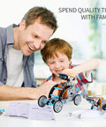 A child and adult assembling the 12 In 1 Solar Power Robot Kit For Kids Aged 8 To 13, hands-on learning and fun together.