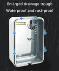 Heavy Duty EV Charger Wall Mount Armor With Secure Combo Lock And Wide Breeze Passages Indoor Outdoor Power Plug Shield interior view with drainage trough.