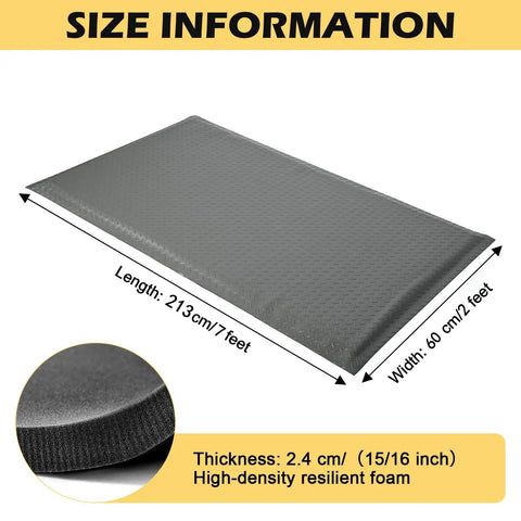 2 By 7 Ft Anti Fatigue Floor Mat With Fifteen Sixteenth Inch Thick Ergonomic Design For Standing Comfort Non Slip Diamond Plate