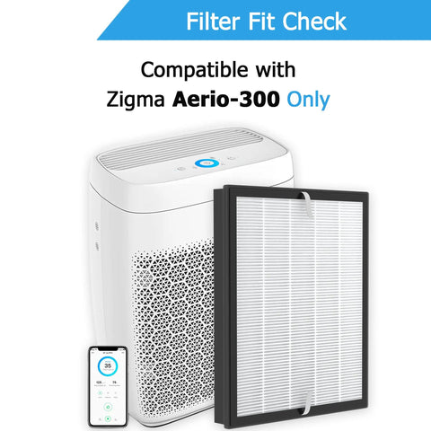 Two Pack Aerio 300 True HEPA Filter Replacement Kit For Air Purifier Includes Two High Efficiency HEPA Filters And Four Carbon Pre Filters For Clean, Fresh Air And 99.97 Percent Particle Removal next to air purifier
