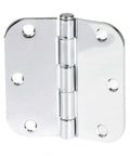 18 Pack Polished Chrome Interior Door Hinges 3.5 x 3.5 Inches With 5/8 Inch Radius Corners, Heavy Duty Removable Pins, 6 Holes