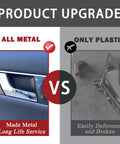 Comparison of Dope Chrome Interior Door Handle Repair Kit For Mercedes Benz with metal upgrade vs plastic original handle.