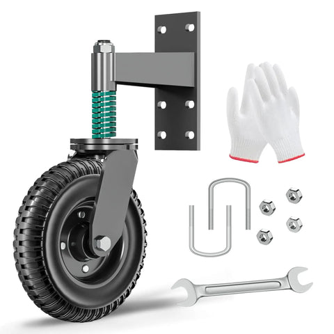 Heavy Duty Gate Wheel With 8 Inch Wheel, Spring Loaded Caster For Wooden And Metal Gates, 700 Lbs Capacity, 360 Degree Rotation