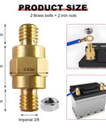 Heavy Duty Solid Brass Side Post Battery Terminal Extender Studs With Brass Jam Nuts Three Eighths Inch One Six Thread, showing size.