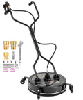 20 Inch Beefy Pro Grade Pressure Washer Surface Cleaner With 4 Wheels And Dual Handle shown with accessories