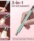 3-in-1 4 Piece Cat Eye Nail Magnet Set Green Dual Ended Magnetic Tools With Round Bead And Heart Magnets in use