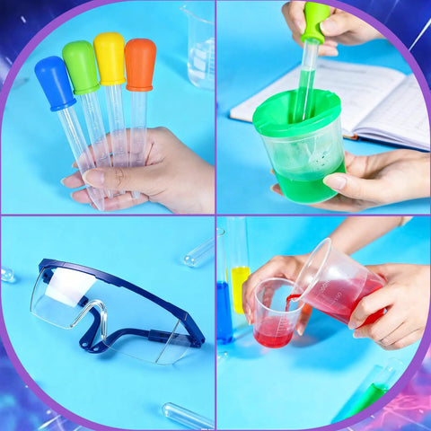 Totally Epic 37 Piece Kids Science Kit With Beakers Test Tubes Droppers Magnifier Safety Glasses And Stand For Experiments