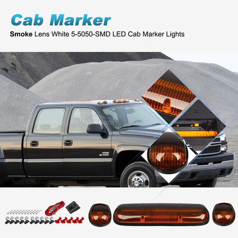 Beefed Up Amber Cab Marker Roof Running Light Covers With Base And Wiring Harness For Silverado And Sierra 2002-2007 3500