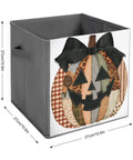 Kicker Quality Patchwork Fabric Storage Cube Built For Quick Room Upgrades With Heavy Duty Stitching And A Knockout Pumpkin Silhouette, 27cm.