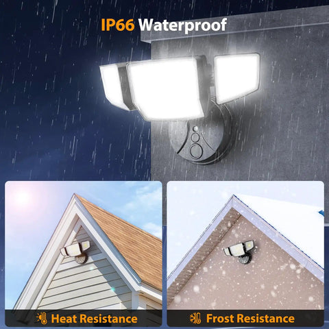 Freakin Bright 4 Head LED Flood Light With Switch Control 90W Heavy Duty Outdoor Security Spotlight IP66 Waterproof Garage And Patio Illumination 10000 Lumens Crisp Daylight White