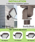 Ultra Bright Outdoor Led Flood Light With Knuckle Mount And Plate Included 14000 Lumens 1000W Equivalent 100-277V 5000K Etl Commercial Floodlight installation options showing wall and knuckle mount