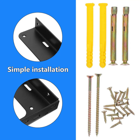 Beefy Heavy Duty L Shelf Brackets Wall Mounted for Shelves and Cabinets Black Steel Beams with installation hardware