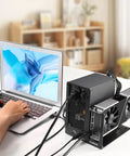 External Egpu Dock Station Thunderbolt 3 4 Usb4 40gbps Gaming Graphics Card Enclosure connected to a laptop.