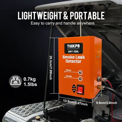 Automotive Smoke Machine With Built In Air Compressor, Leak Detector for EVAP Vacuum and Turbo Leaks, portable and lightweight.