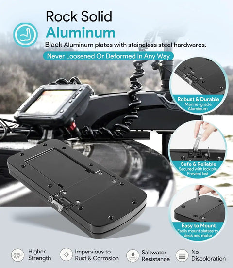 Xi Series Quick Release Mounting Bracket Kit Replacement for Xi3 Xi5 Trolling Motors, Aluminum Black on boat