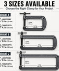Beefy Heavy Duty Deep Reach C Clamp For Welding And Woodworking Extra Deep Throat Reach Four Point Three Inch And Two Point Eight Inch Jaw Opening Forged Steel G Clamp With Trapezoidal Thread And Swivel Pad For DIY Craft Projects, variant A 4.3 in deep