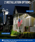 Installation options for 63 LED Solar Spotlight Lights Outdoor With 3000K Daylight Super Bright 3 Lighting Modes IP65 Waterproof