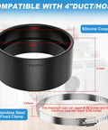 All In One Thickened Silicone Dryer Vent Seal Kit With Two Heavy Duty Stainless Steel Clamps for 4 inch ducts