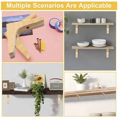 Solid Wood Shelf Brackets Set Of Two L Shape Corner Supports With Mounting Screws for multiple decor scenarios