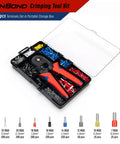 Self Adjusting Crimp Tool Kit With 1200 Ferrule Connectors, Red And Black Ratcheting Wire Crimper For Electrical Terminals