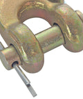 Five Sixteenth Inch Clevis Slip Hook With Safety Latch For Heavy Duty Towing And Trailer Winch Use, close-up of pin and latch