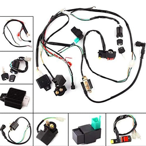 Electric Start Engine Wiring Harness Kit With CDI Coil Loom For 50cc 70cc 90cc 110cc 125cc Quad Dirt Bike ATV Go Kart Dune Buggy Replacement Wiring For Quick Install And Reliable Performance On Off Road Rides