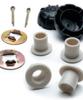 Front Wheel Flange Bushing Bearing Rebuild Kit For XT1 Series Lawn Tractors 2015 2019 Includes All Hardware For Two Front Wheels And Deluxe Domed Hub Caps: nylon bushings, washers, cotter pins