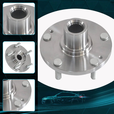 Front Wheel Hub And Bearing Set For Hyundai Santa Fe 2001 To 2006 And Tucson 2005 To 2009 And Kia Amanti 2004 To 2006 And Sportage 2005 To 2009 5 Lug Two Piece Without ABS Premium Quality Direct Fit For Your Ride, showing front view of metal components