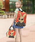 Child wearing Rabbit Sunglass Moon Backpack With Insulated Cooler Lunch Box, featuring colorful rabbit design.