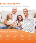 Family with Six Pack 12x12x1 Air Filters MERV 8 Pleated Replacement for Home HVAC Furnaces and AC Units for Cleaner Air