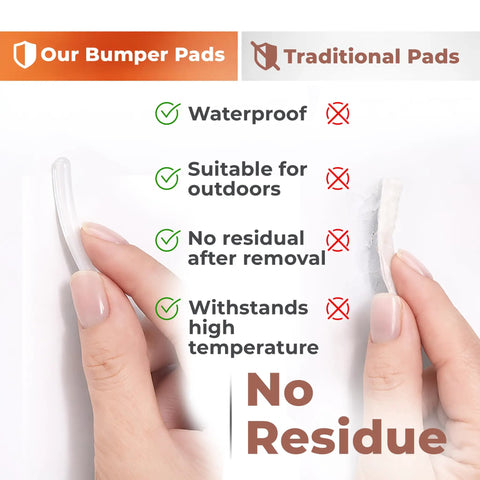Comparison of Skip Annoying Door Slams Cabinet Bumpers And Self Adhesive Silicone Furniture Pads with traditional pads showing features.