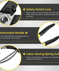 DISEN wire cutters with safety lock, spring-loaded, chrome-vanadium steel jaw and black non-slip handles