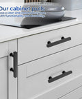 10 Pack Matte Black 3 Inch Hole Center Cabinet Handles Stainless Steel Square Dresser Pulls on white kitchen cabinets