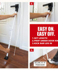 Person installing 3 In 1 Door Security Bar And Barricade For Home Apartment Or Travel, Beefed Up Heavy Duty Adjustable Iron Lock Bar