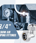 Six Pack Three Quarter Inch Elbow Air Piping Fittings Brass Nickel Plated for Shop Compressed Air Line System close-up