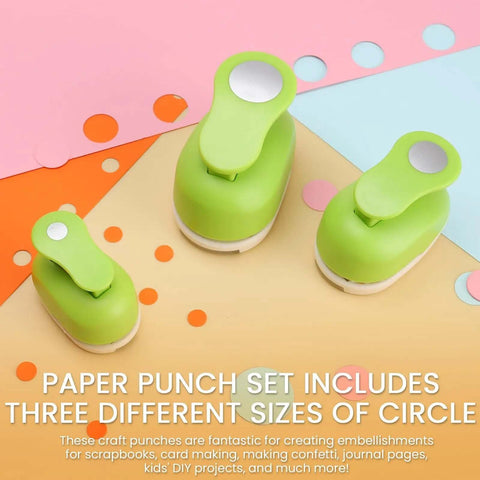 All In One Circle Punch Set For Scrapbooking And DIY Card Making Includes Five Sixteenth Inch Five Eighths Inch And One Inch Hole Punches