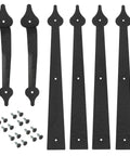Six Piece Garage Door Handle Hinges Set With Heavy Duty Steel Base Decorative Barn Hardware Kit
